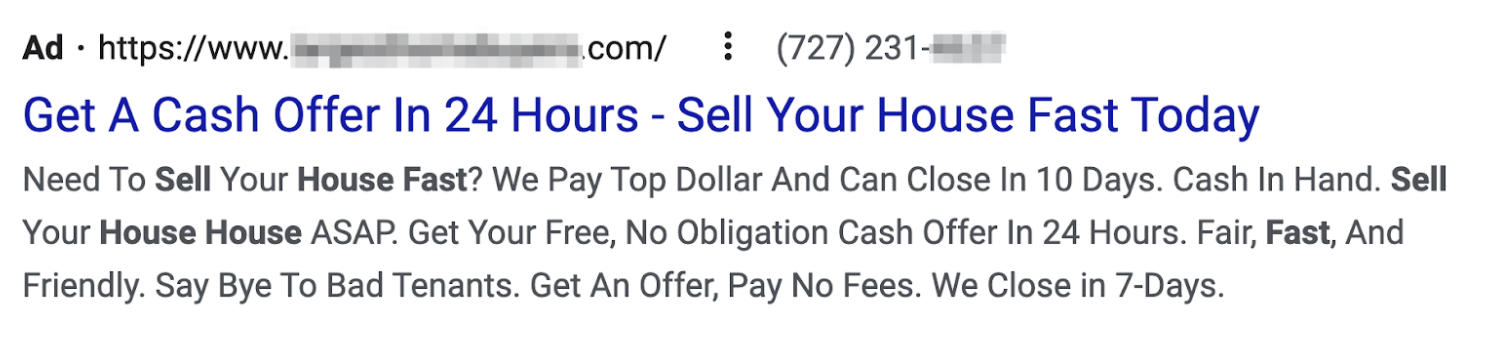 an example of a real estate investing expanded text ad