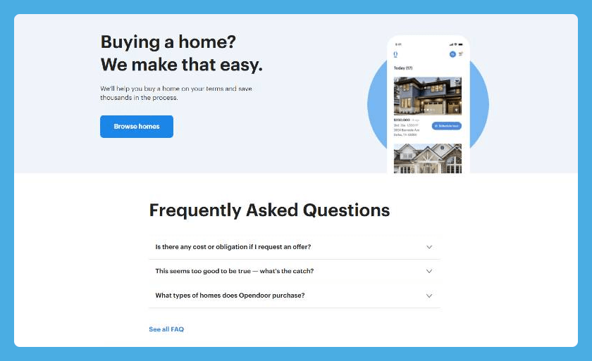 opendoor faqs section